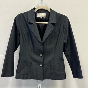 Annelore NYC Classic Career Business Casual Single Button Blazer Jacket Gray Sz8